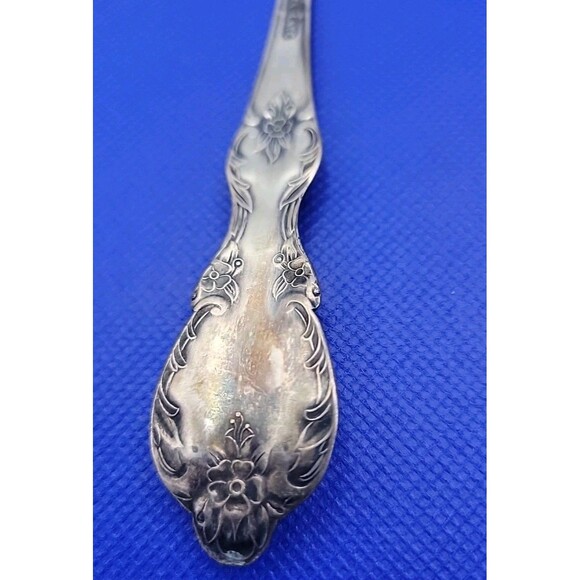 Antique  Wm Rogers Mfg Extra Plate Silver Large Serving Fork 9" W Small Spoon - Picture 6 of 9